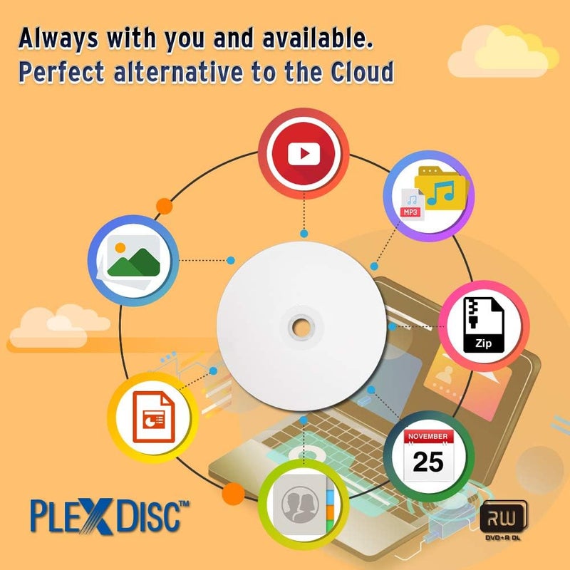 PlexDisc Water Resistant Glossy White Inkjet Printable DVD+R DL 8X 8.7GB, 50 Disc Spindle (Model: 608-C04) - Image 4